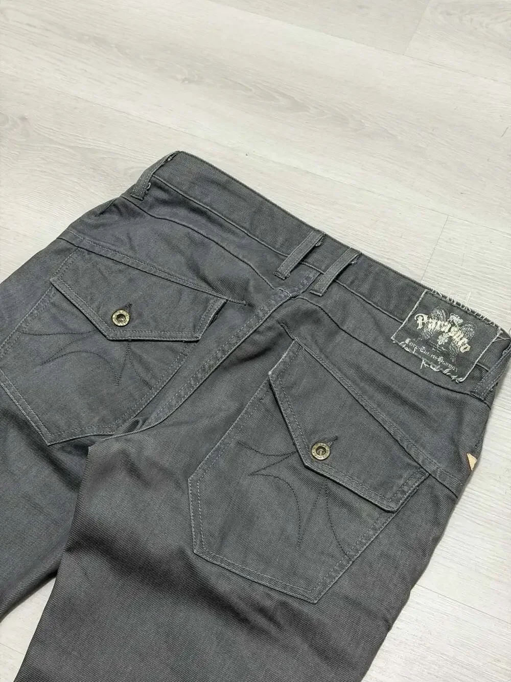Parasuco Mens Gray Herringbone Twill Utility Cargo Flap Pockets #9BRASCO 32